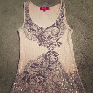 Almost Famous pink sequin tank top